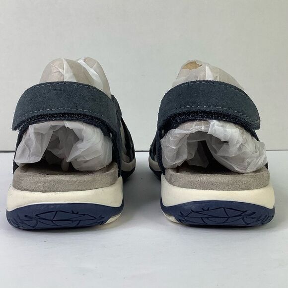 New! Earth Origins Sammie Round Toe Strappy Flat Navy Blue Suede Sandals Sz 8 - Picture 4 of 8